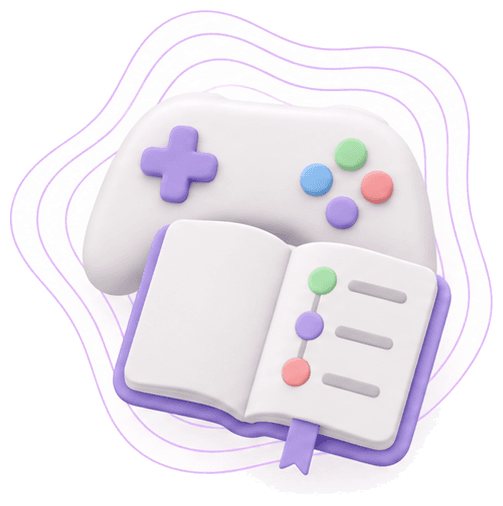 An open journal beside a game controller