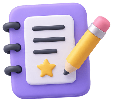 A notebook and pencil with a star
